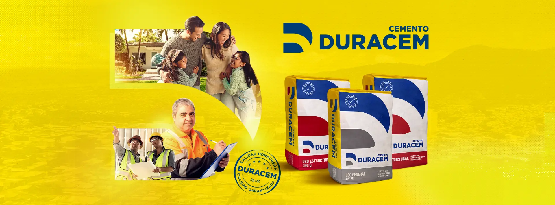 Cemento Duracem: familia, equipo técnico y sacos de cemento